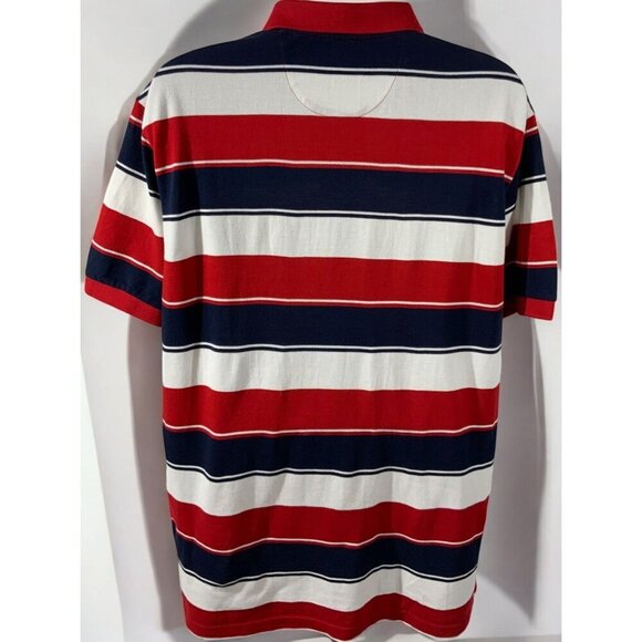 Ralph Lauren Chaps Mens Red White Blue Striped Polo Shirt Short Sleeve Size 2XL - Picture 6 of 7